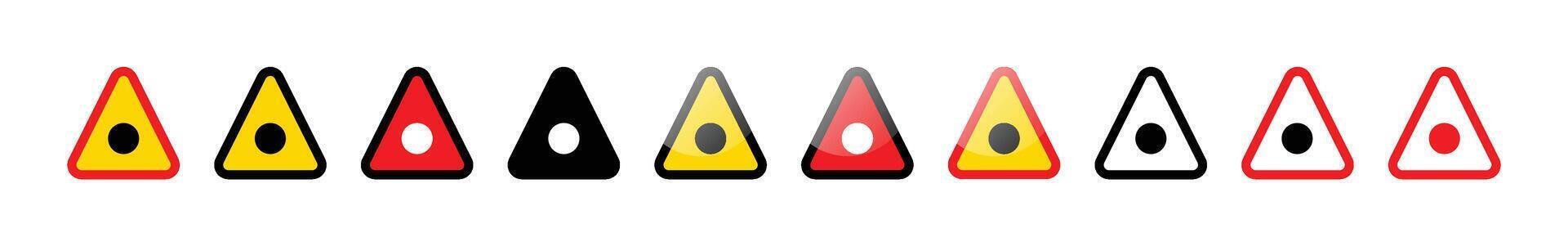 Collection of triangular warning signs with circles on a white background vector