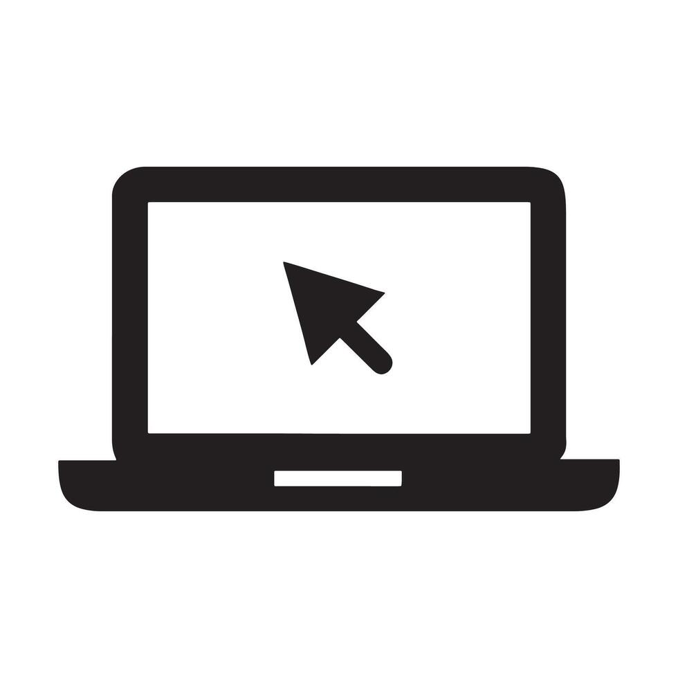 Silhouette of a laptop with a cursor in white vector