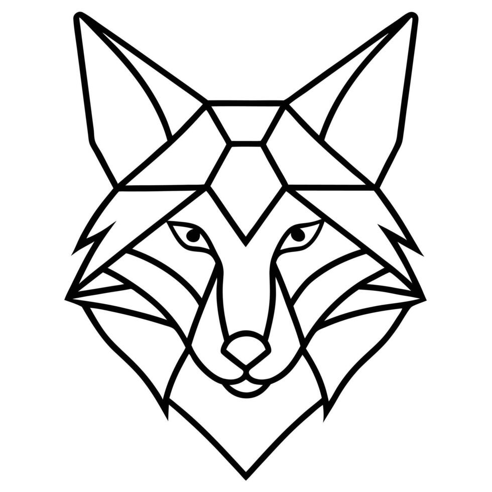 Geometric Fox Head A Minimalist Line Art Design of a Serene Wildlife Animal on White Background vector