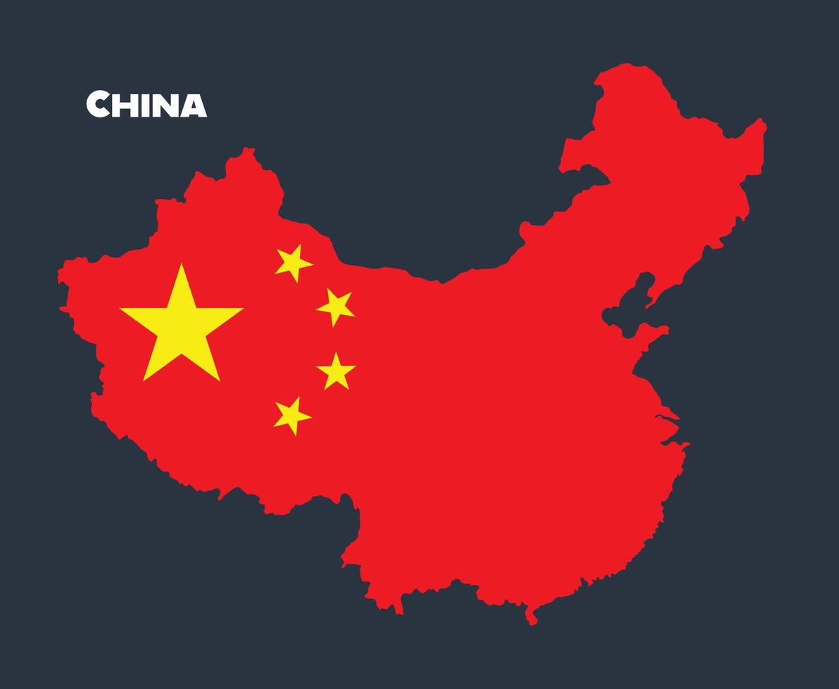 Colorful illustration of the China map with its national flag overlay. Perfect for educational, cultural, infographic, and travel-related visual projects. vector