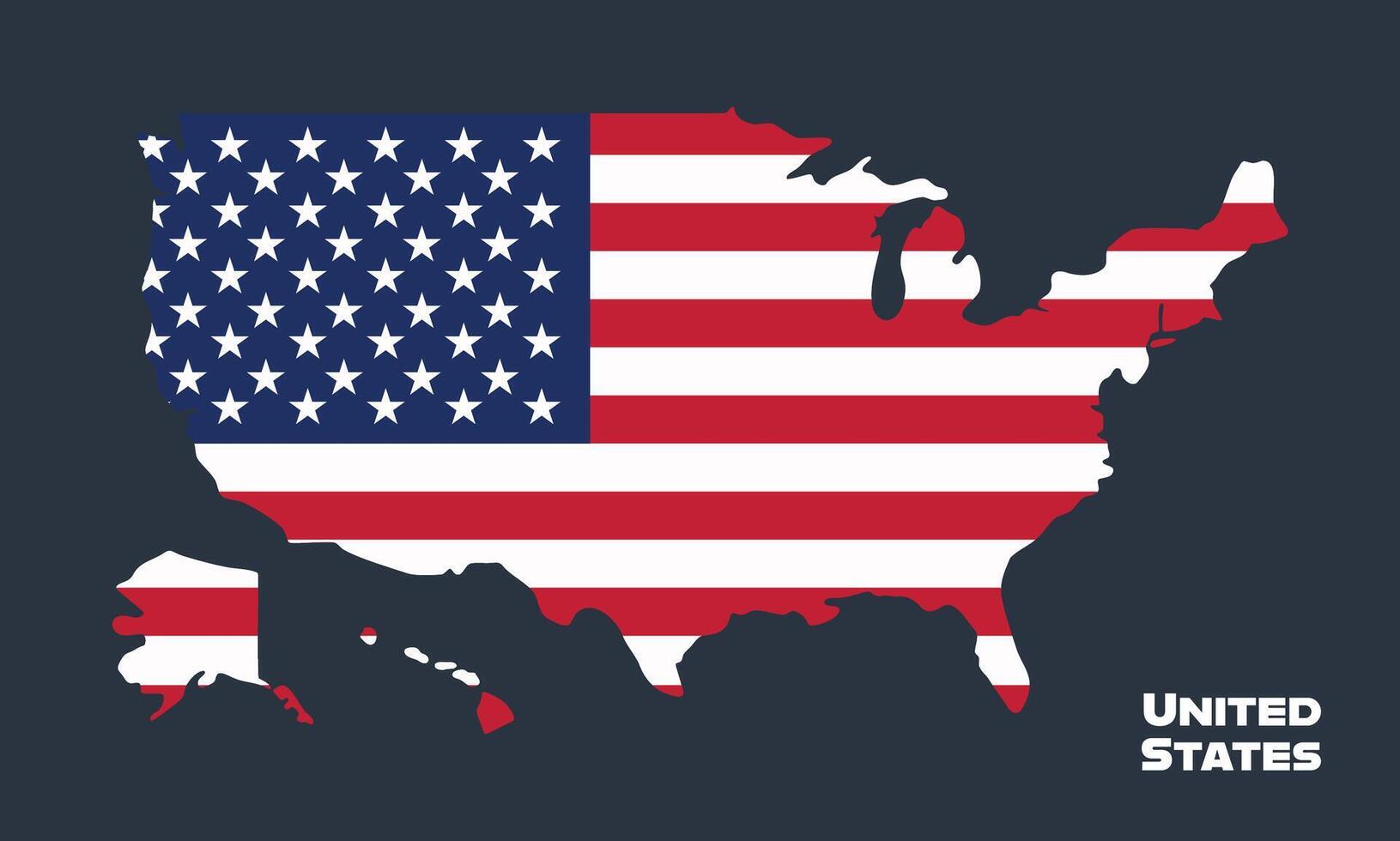 Colorful illustration of the United States map with flag design overlay. Ideal for education, patriotic themes, infographics, or geography visuals. vector