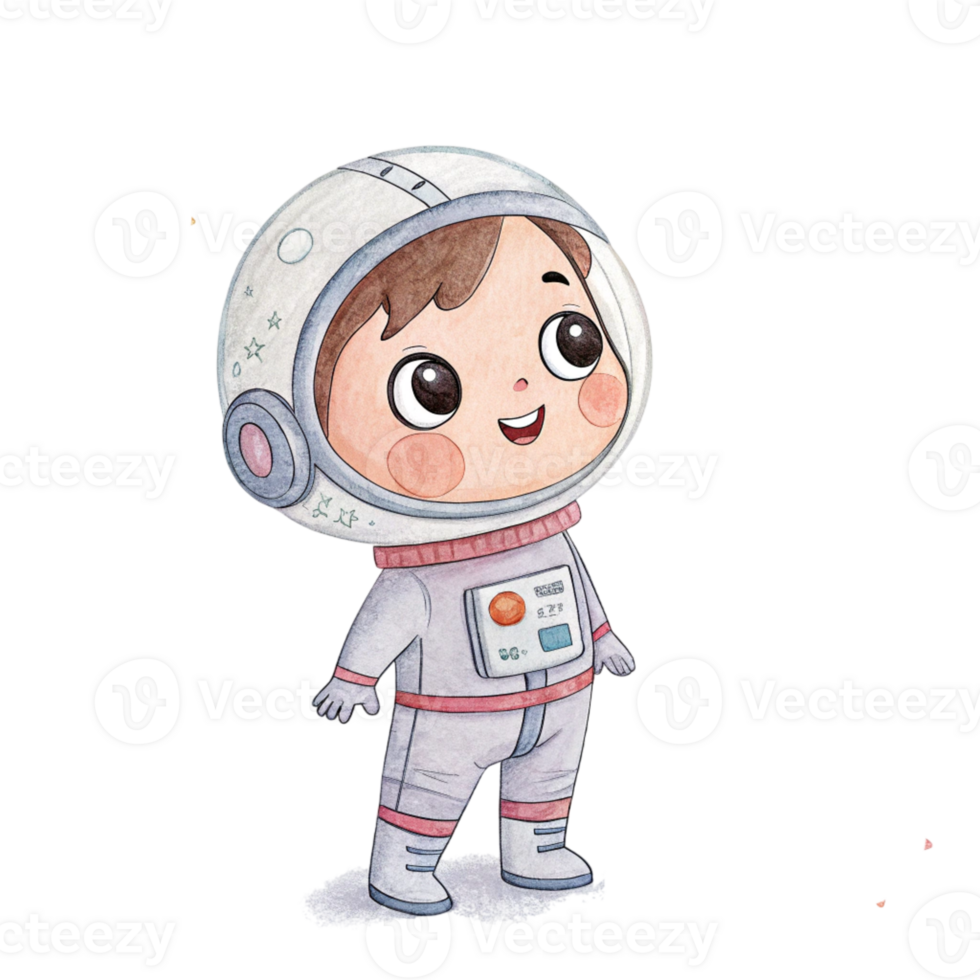 An illustration of a little boy in an astronaut suit png