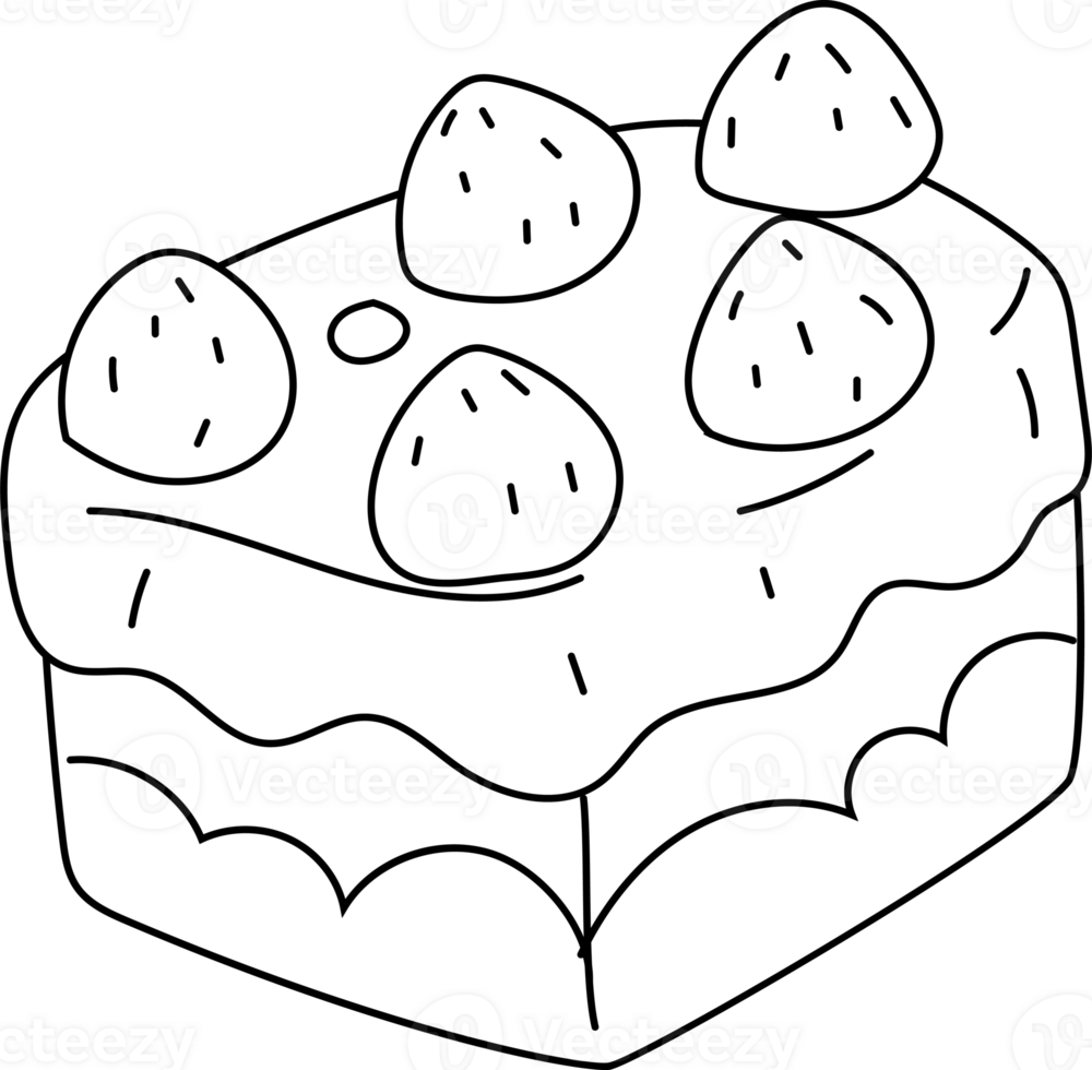 Strawberry Heart Birthday Cake Doodle png