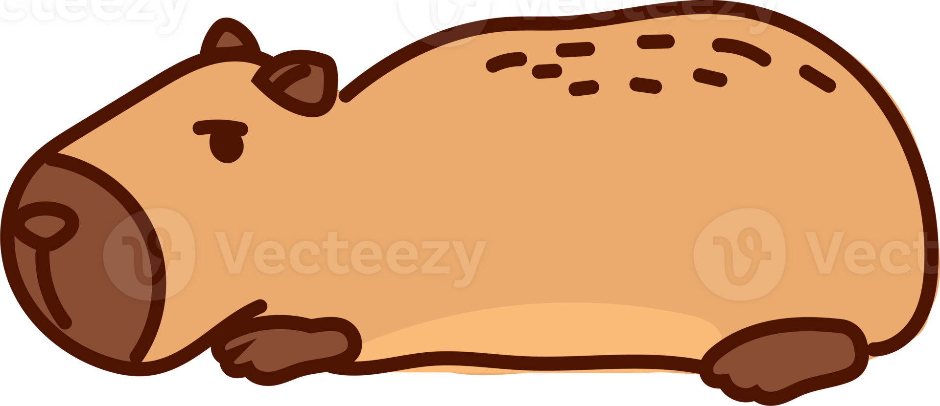 Capybara Lying Flat, Funny Resting Cartoon png