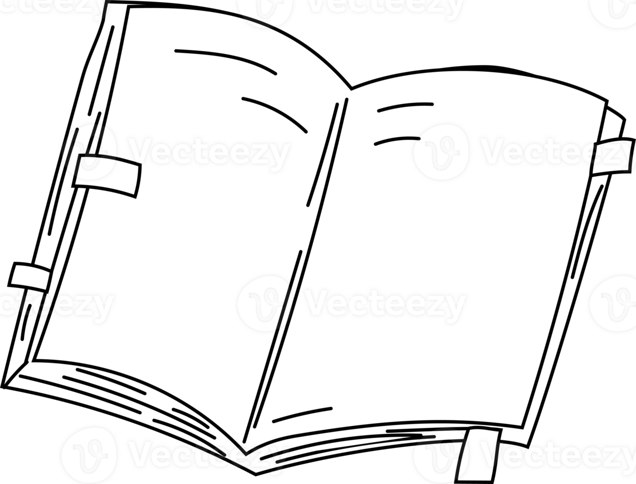 Open Diary with Lines, Hand Drawn Book Clipart png