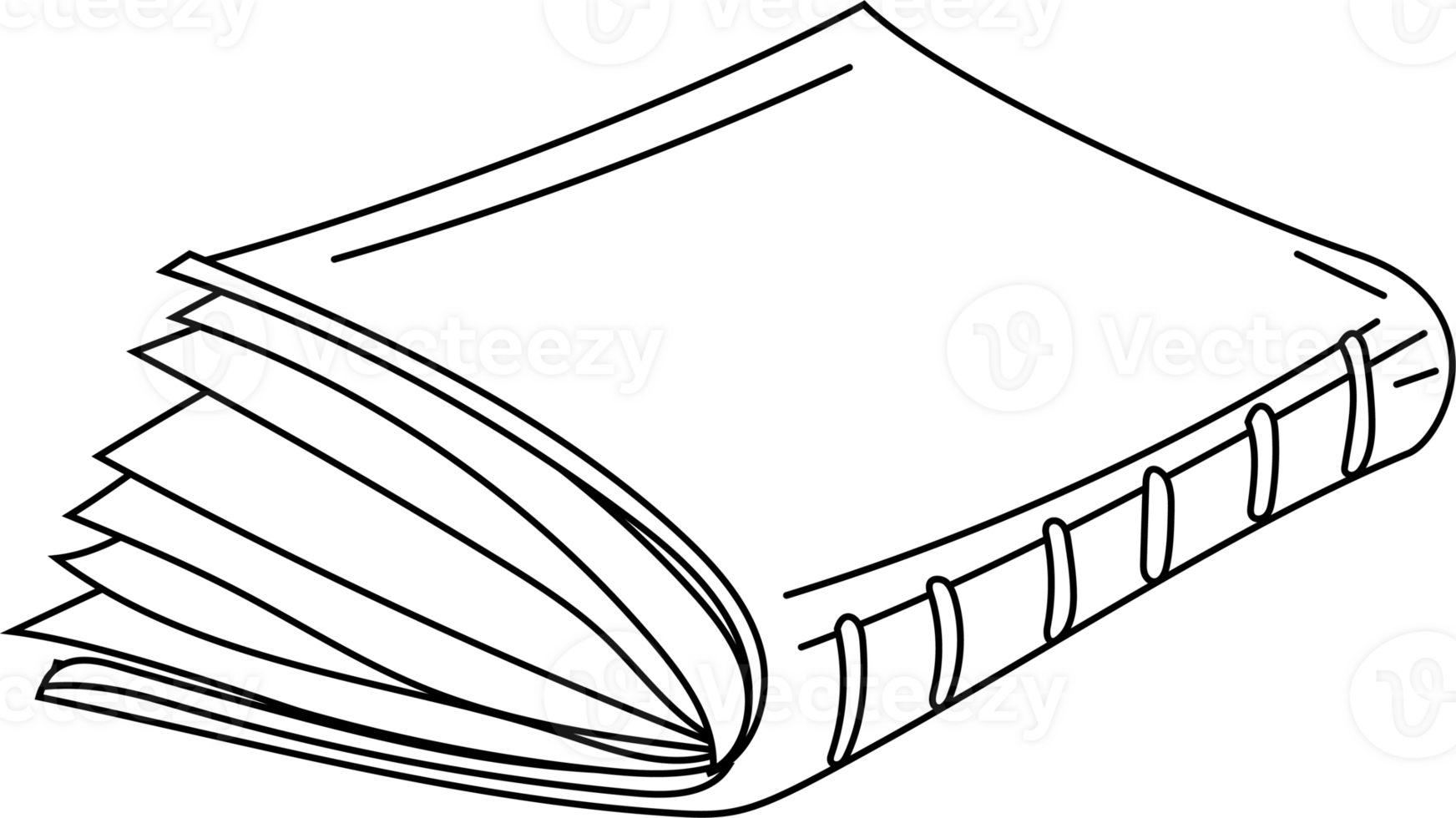 Flat Closed Book, Classic Black and White Sketch png