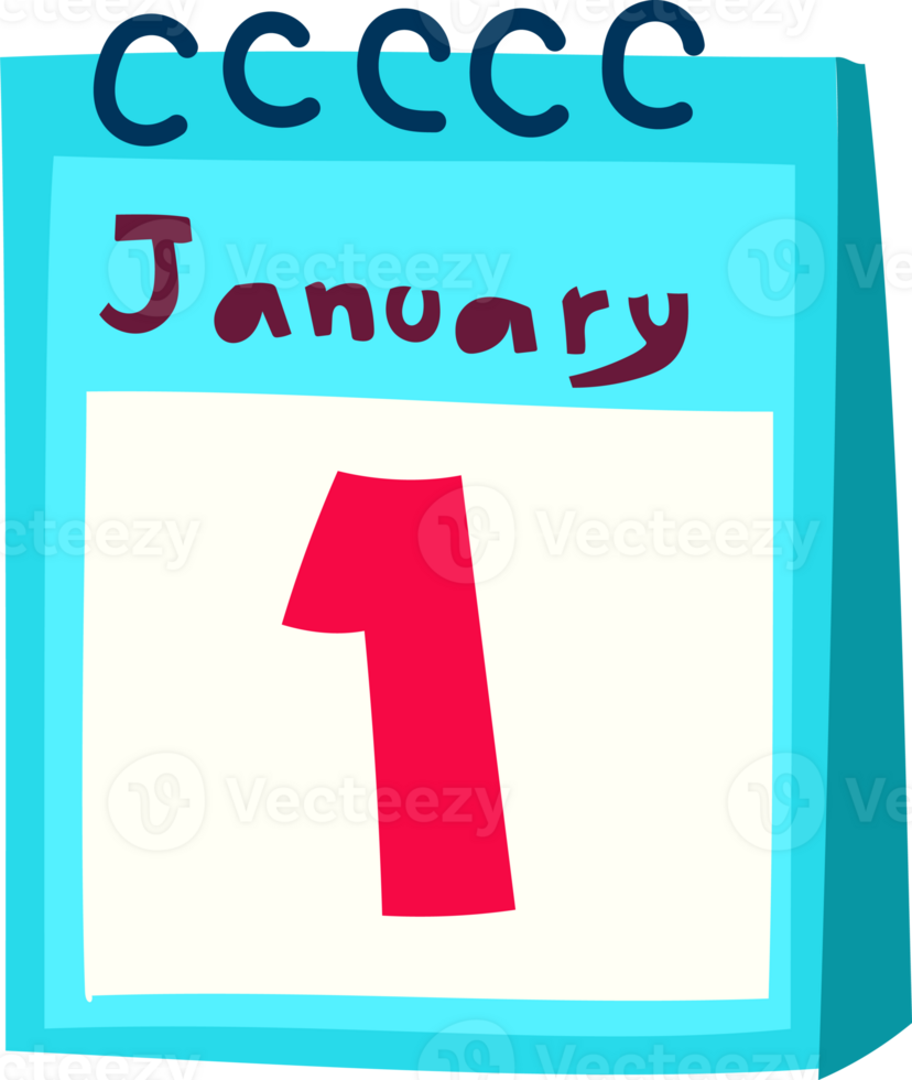 January Monthly Calendar Clipart, Cute Hand Drawn Icon png
