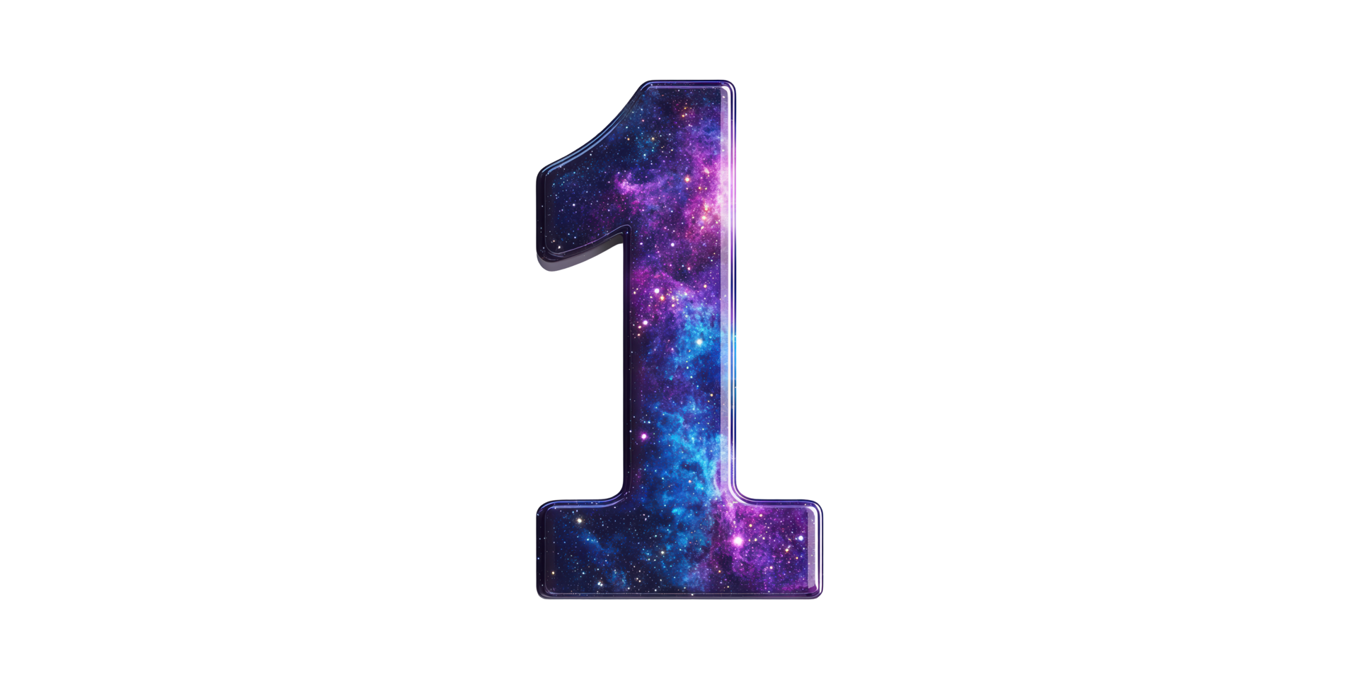 Number One With Cosmic Galaxy Texture. Symbolizing Uniqueness And Universal Connection On Transparent Background png
