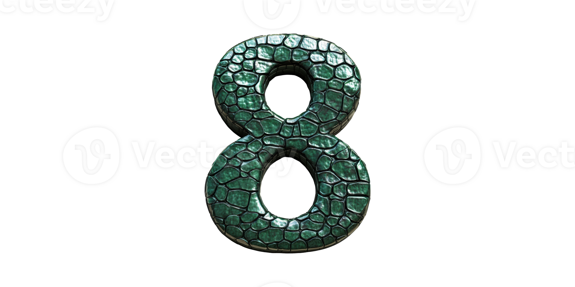 Green Textured Number 8 With Reptile Skin Pattern. Symbol Of Infinity And Nature Isolated On Transparent Background png
