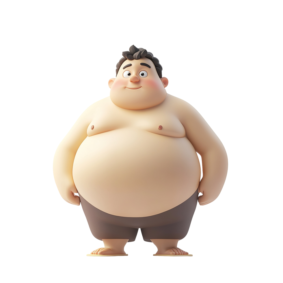 Cartoon character of a cheerful, plump man isolated on a transparent background. png
