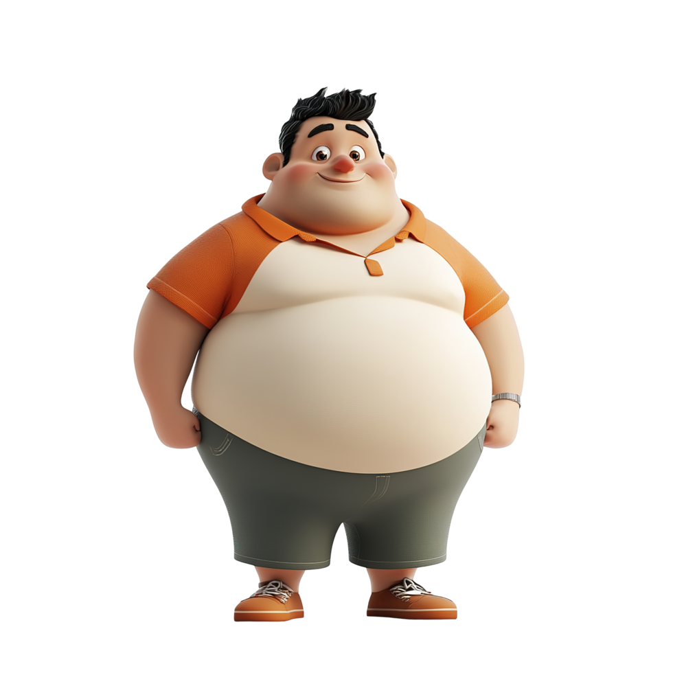Cartoon character with a cheerful expression,isolated on a transparent background. png
