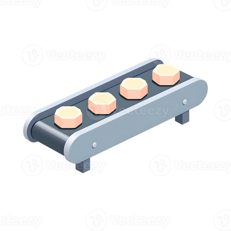 Conveyor belt with hexagonal objects png