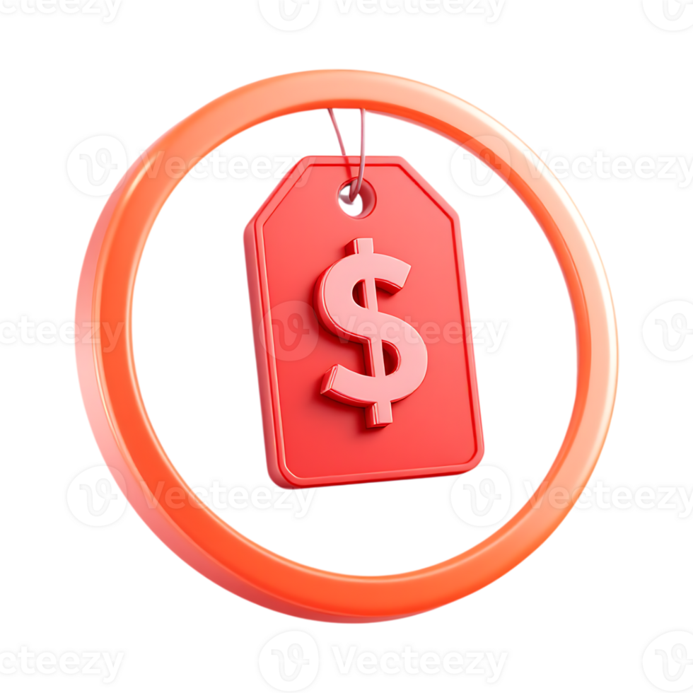 Red price tag with dollar sign in a circle. png