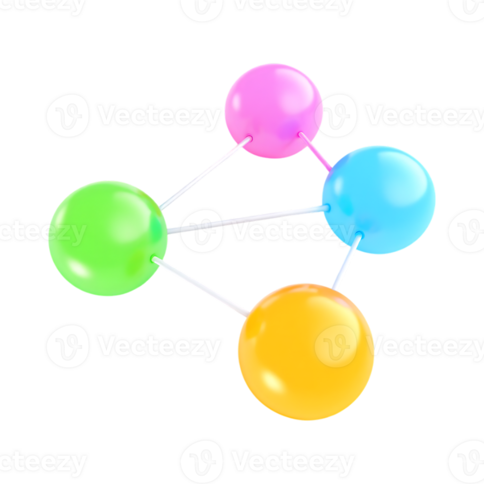 Colorful spheres connected, network concept png