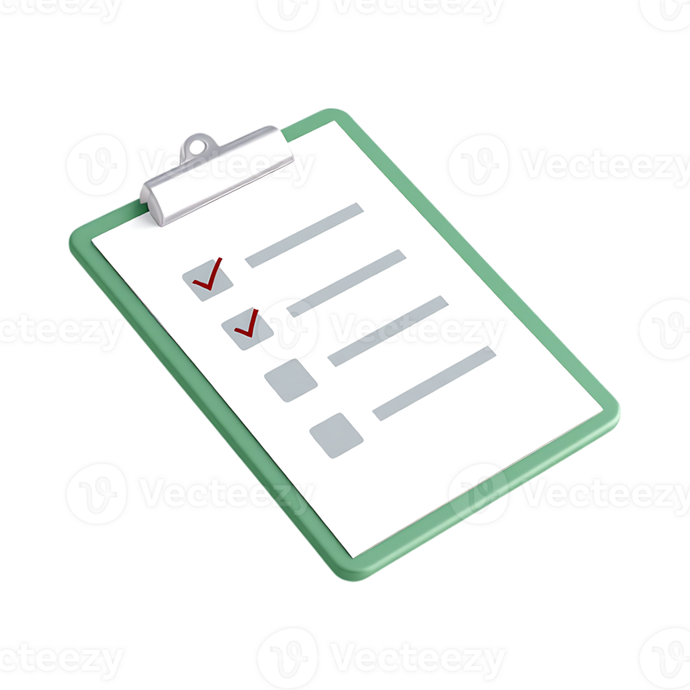 Checklist clipboard 3D render png