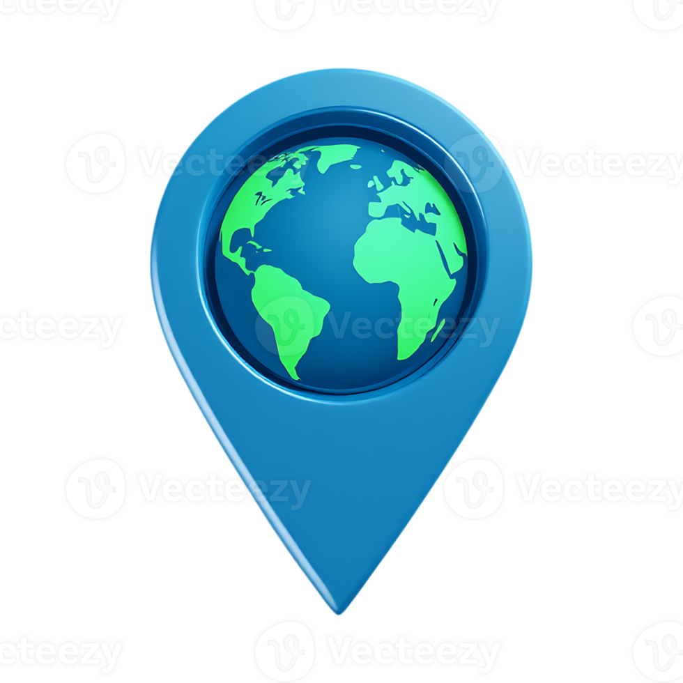Global location pin icon. World map inside. png