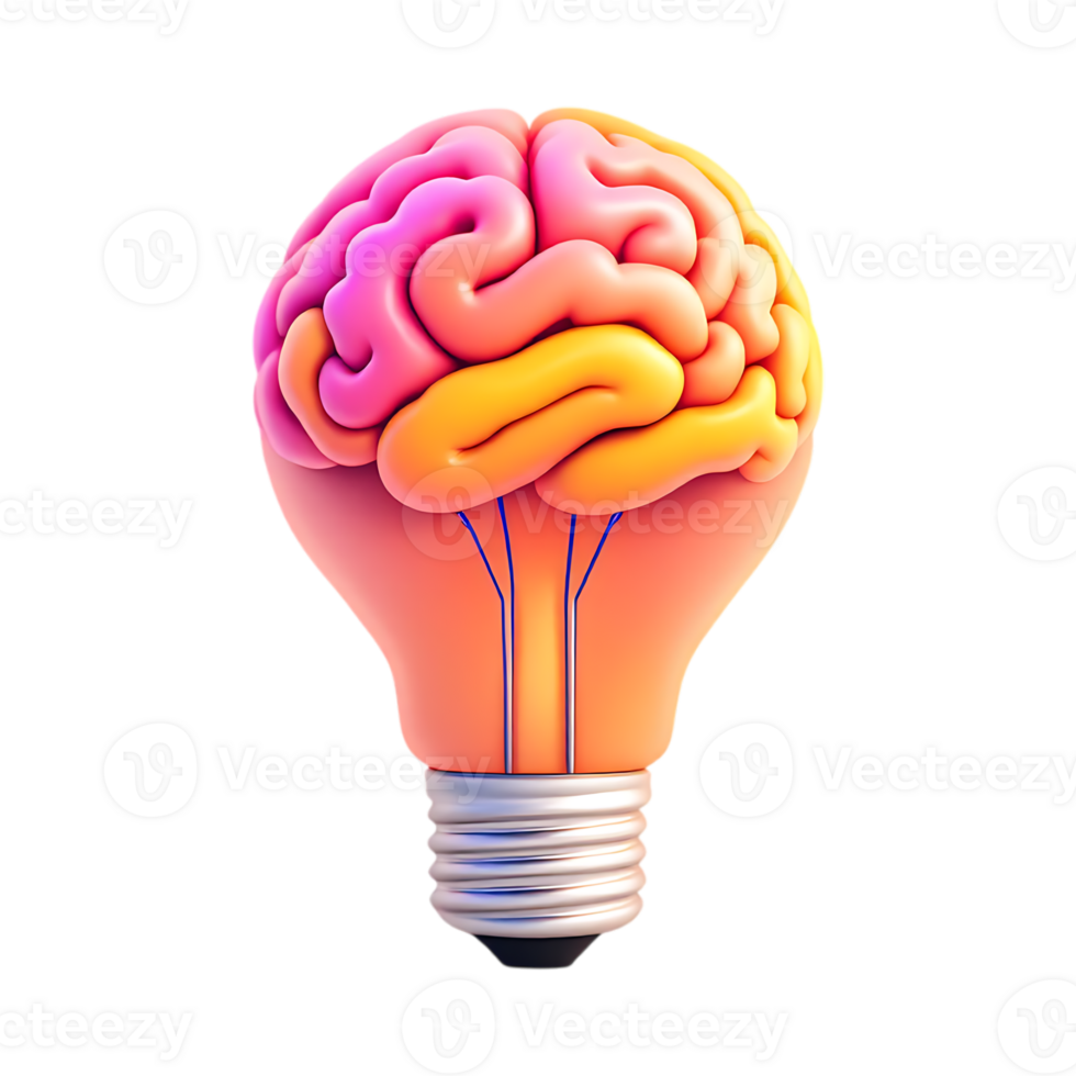 Brain inside lightbulb, idea, innovation, intelligence concept png