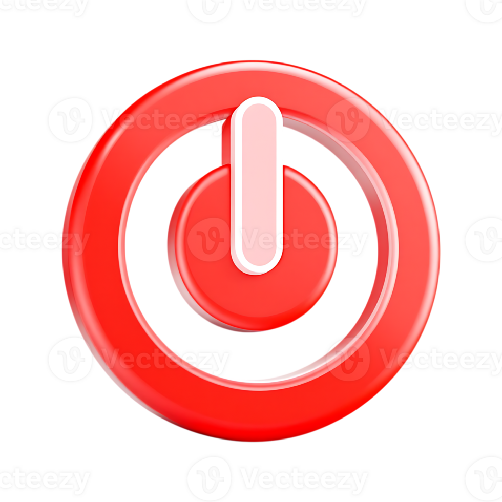 Red power button icon, on off switch symbol png