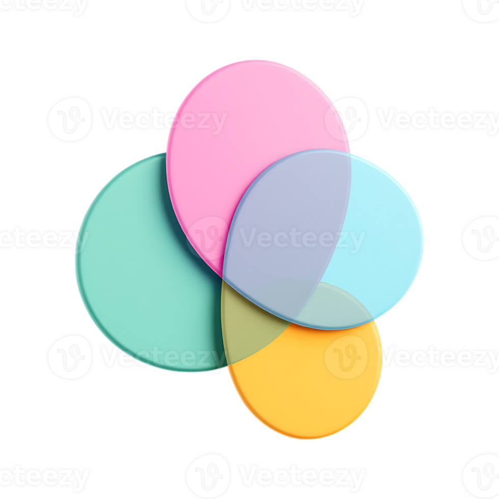 Abstract colorful overlapping circles design png