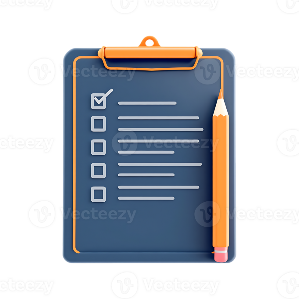 Checklist clipboard with pencil. Planning, to do list concept. png