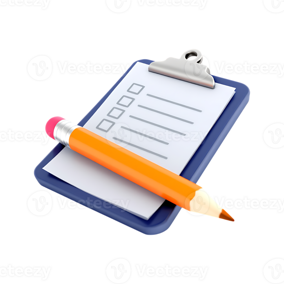 Checklist clipboard and pencil. Planning, to do list concept. png