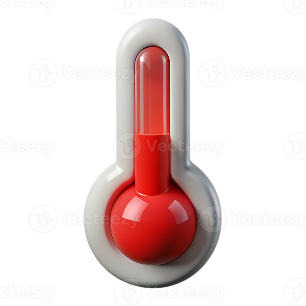 Red thermometer showing high temperature isolated on transparent background png