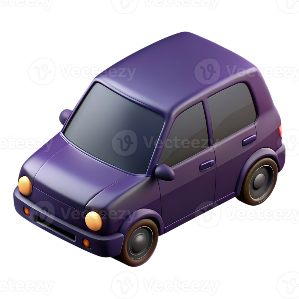 A 3d rendered purple hatchback car isolated on transparent background png