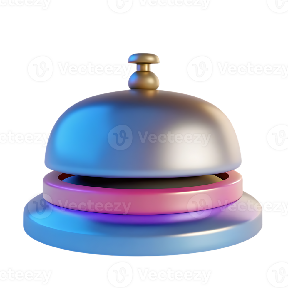Modern reception bell with metallic finish isolated on transparent background png