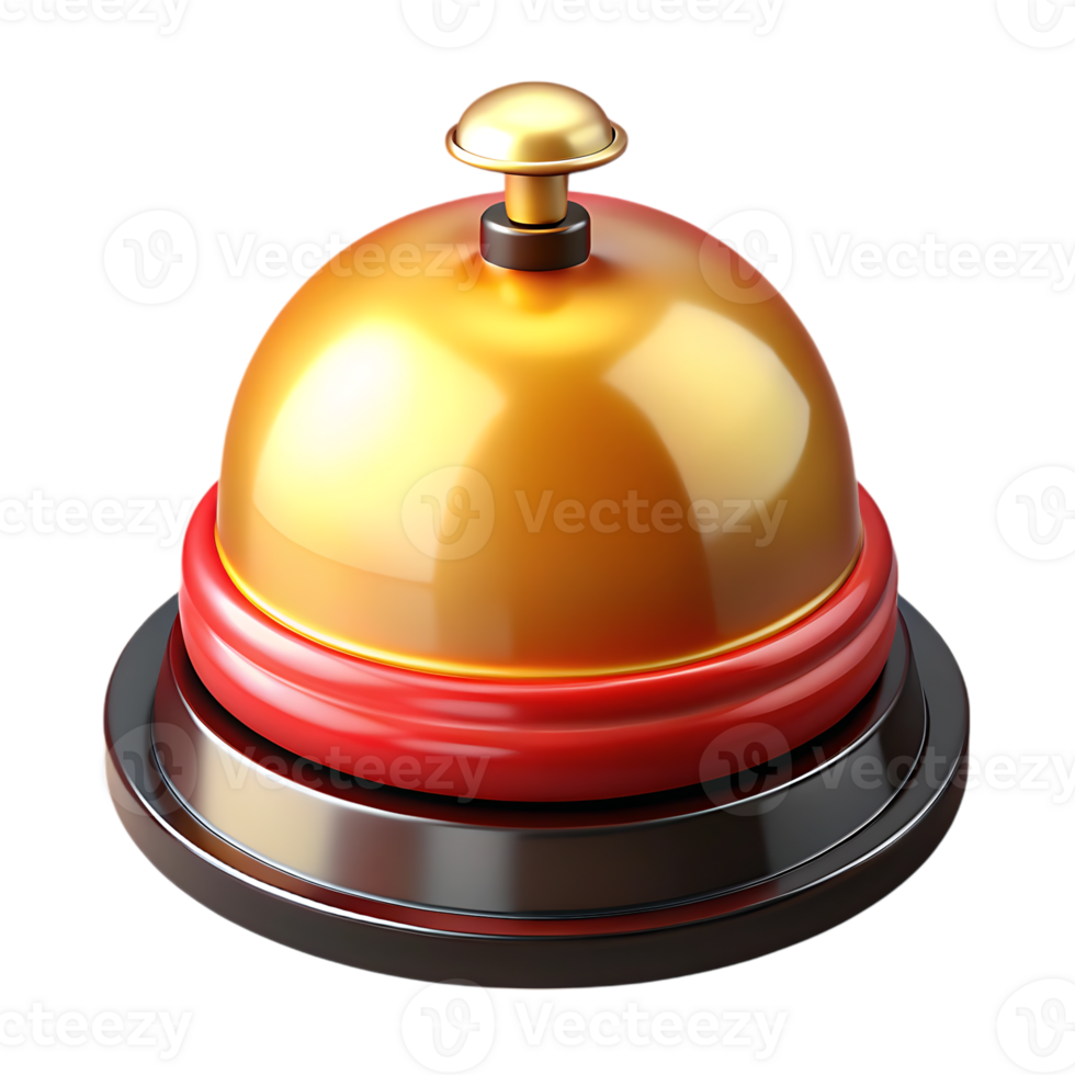 Shiny golden bell with red base isolated on transparent background png