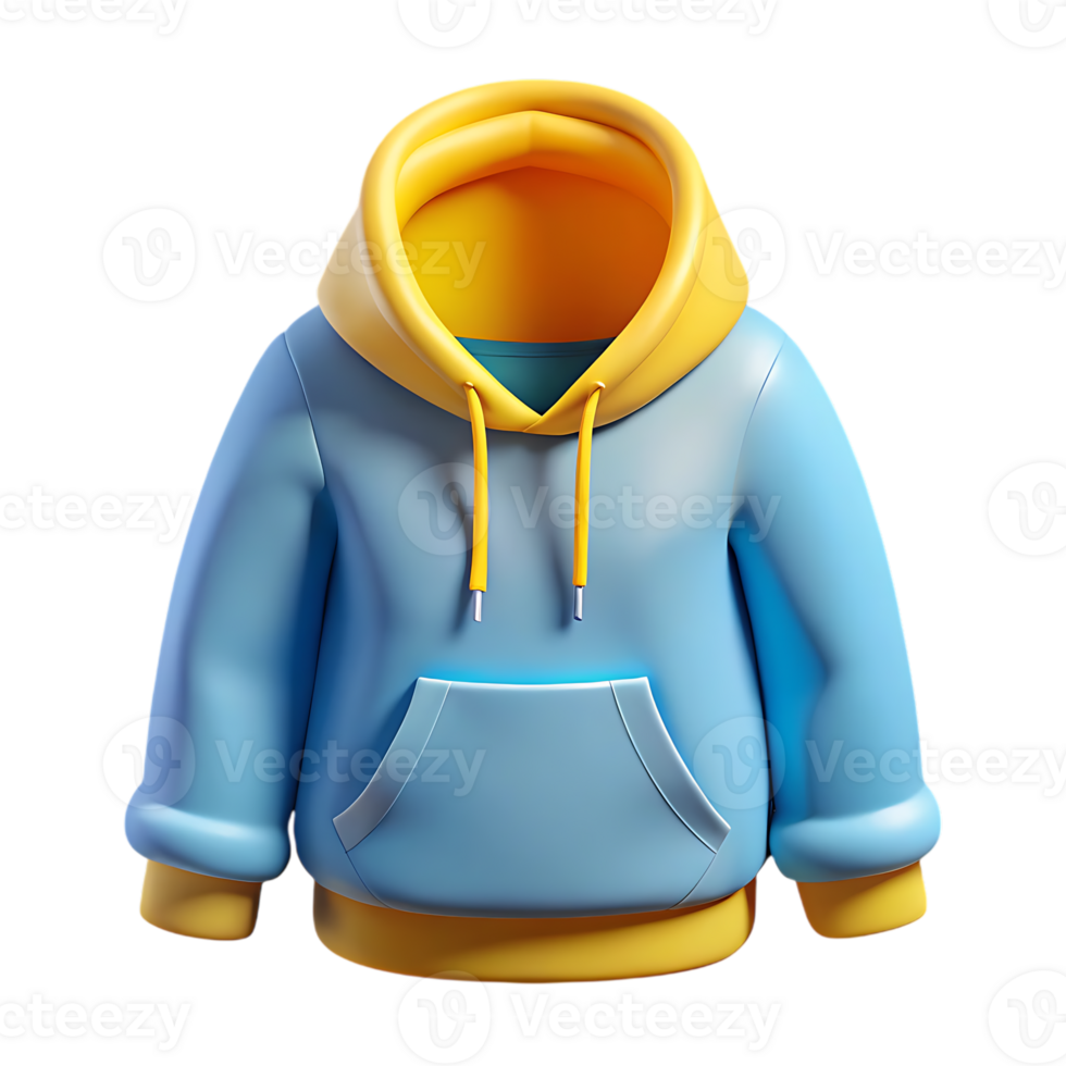 Stylized blue and yellow hoodie isolated on transparent background png