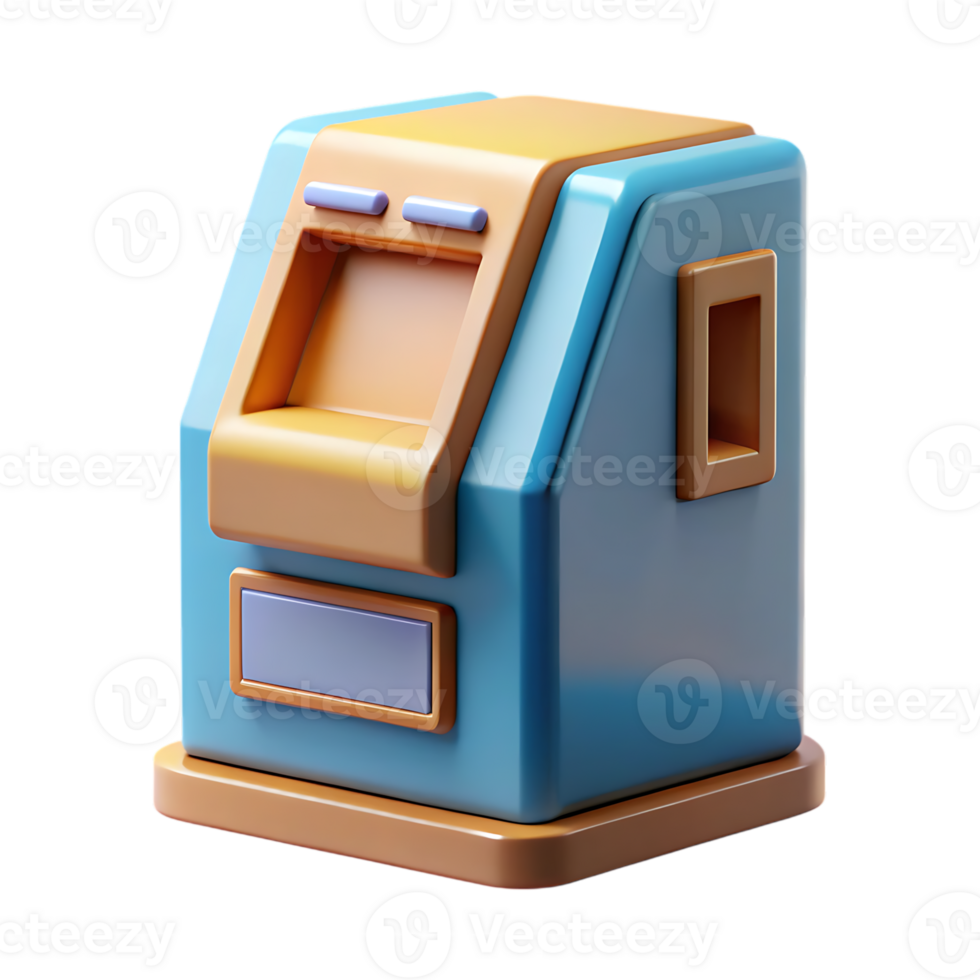 Stylized 3d atm machine isolated on transparent background png