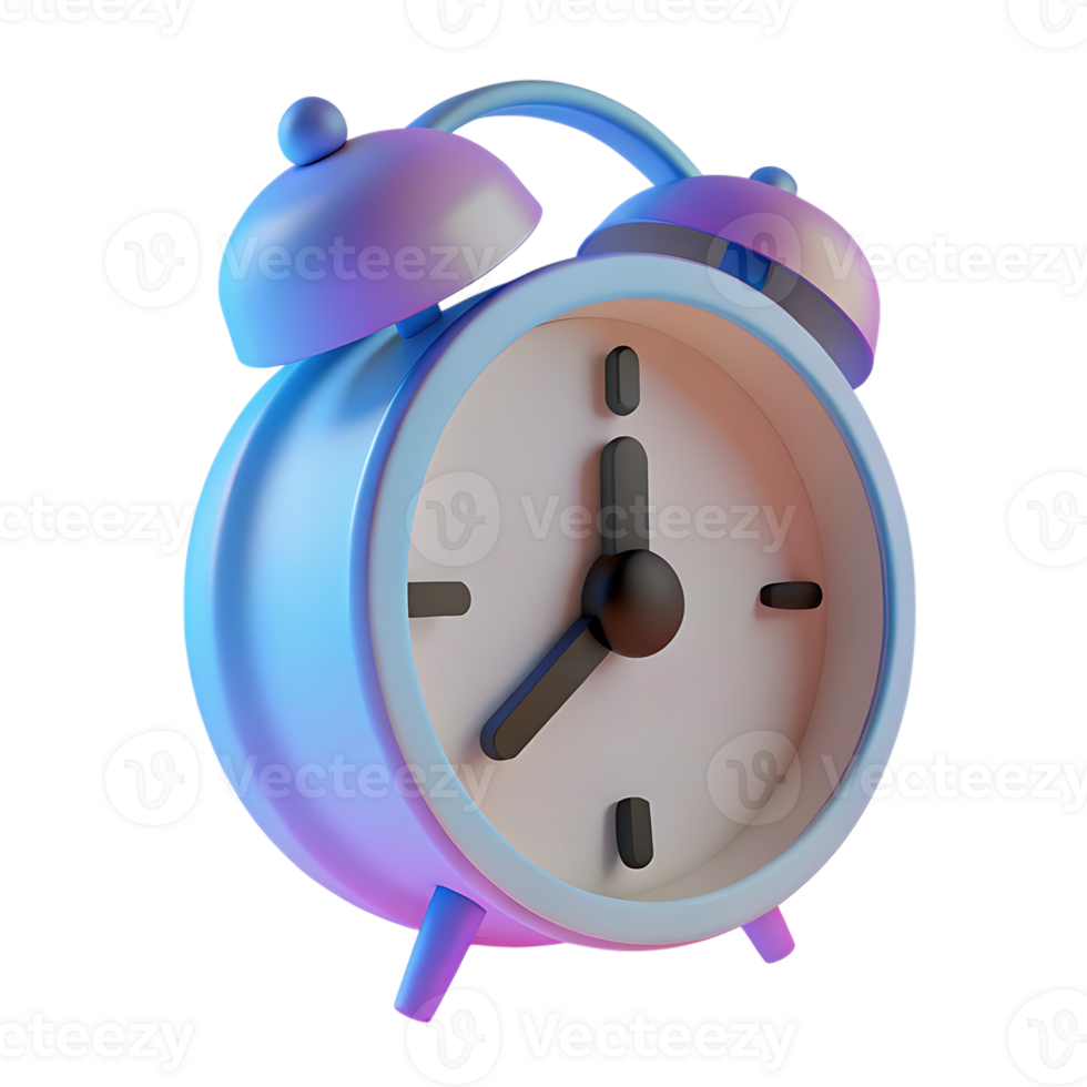 Modern gradient alarm clock isolated on transparent background png