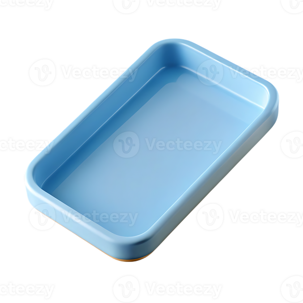 Light blue rectangular tray isolated on transparent background png