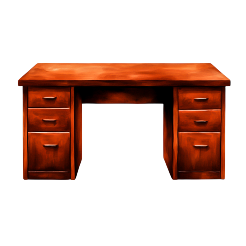 Elegant Wooden Desk with Storage Drawers for Office Use and Home Workspace Enhancement png