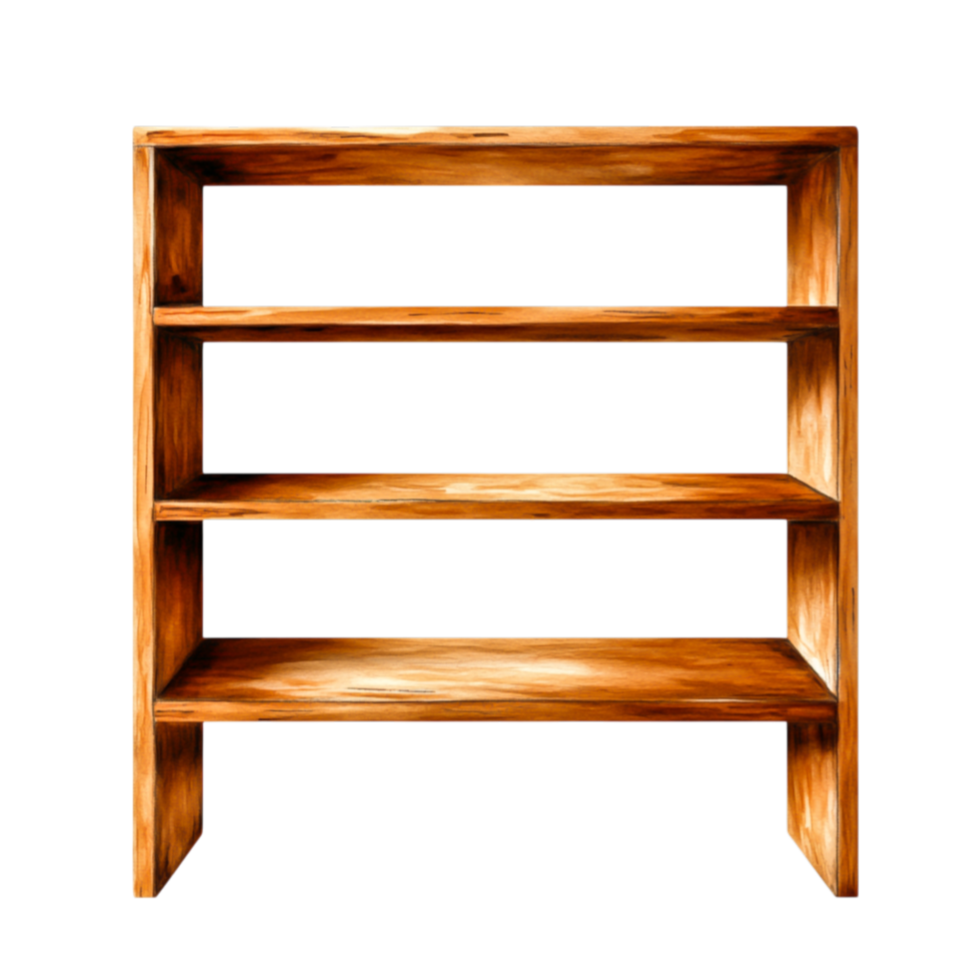 Wooden Shelf Unit with Four Open Shelves Ideal for Home Decor and Storage Solutions png