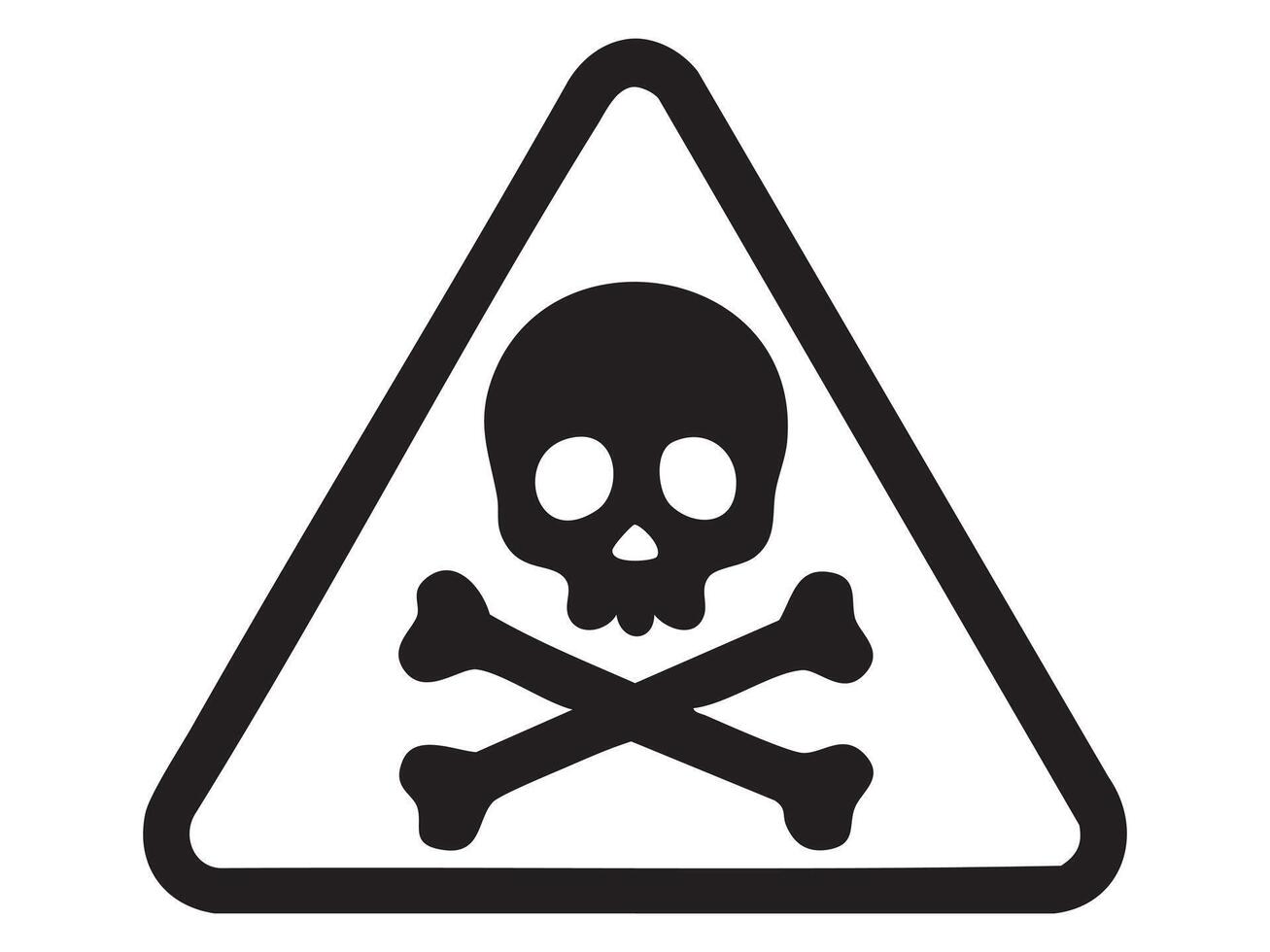 Black skull and crossbones in triangle warning sign illustration on white background. concept of danger, safety, caution, toxic symbol, hazard, alert icon, design element. vector