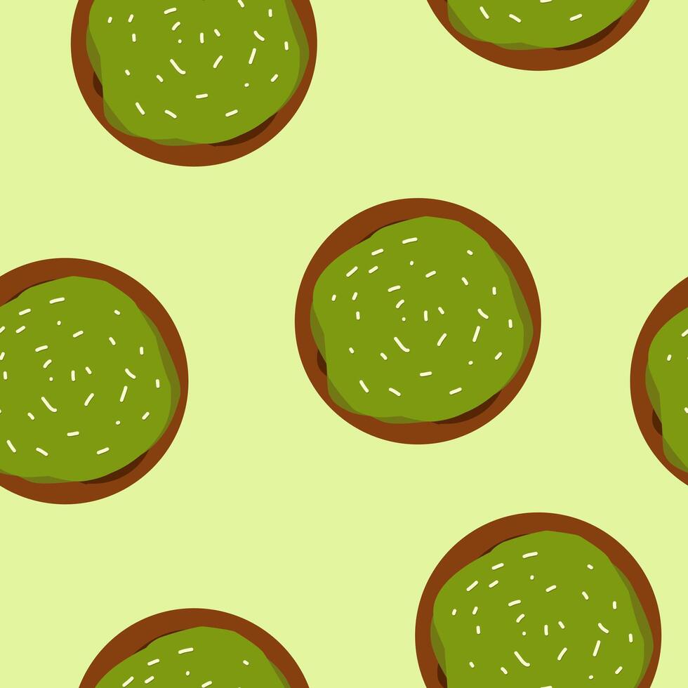 Donut pattern with macha toping vector