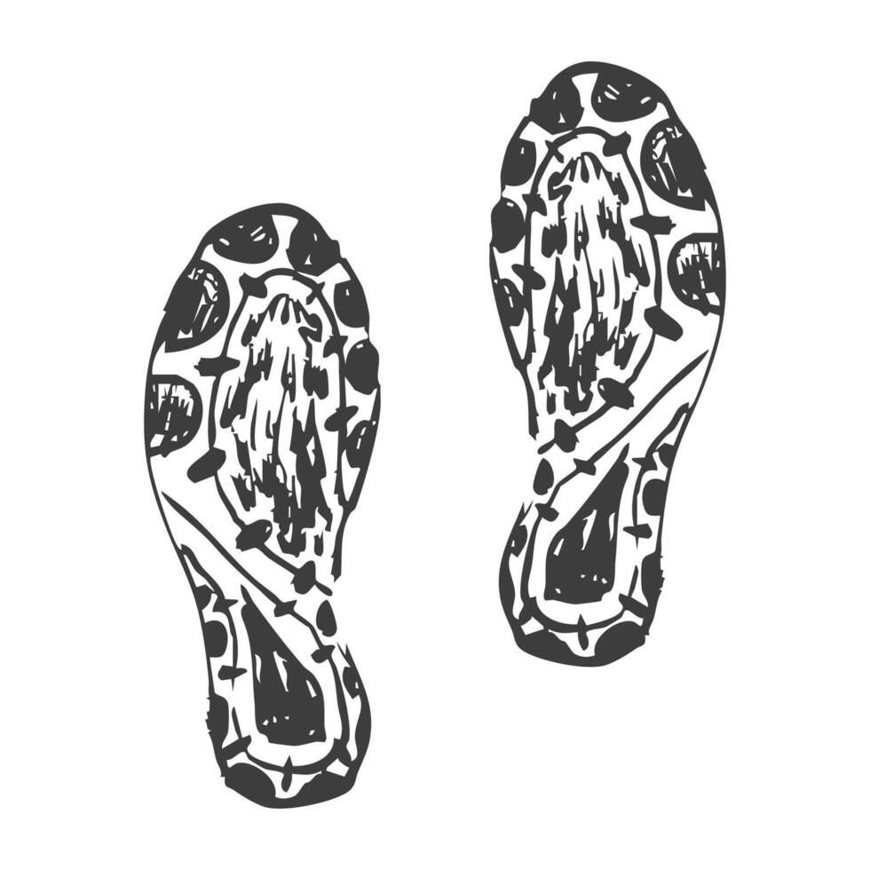 Shoe print boot, foot step silhouette mark. Boot Print textured, grunge. Mountain boot hiking imprint vector