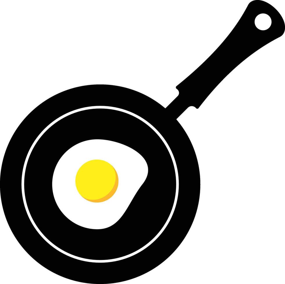 Frying pan icon with fried eggs. Protein breakfast of eggs. decorating menus symbol. Breakfast food sign. Frying utensil icon. kitchen accessories design vector