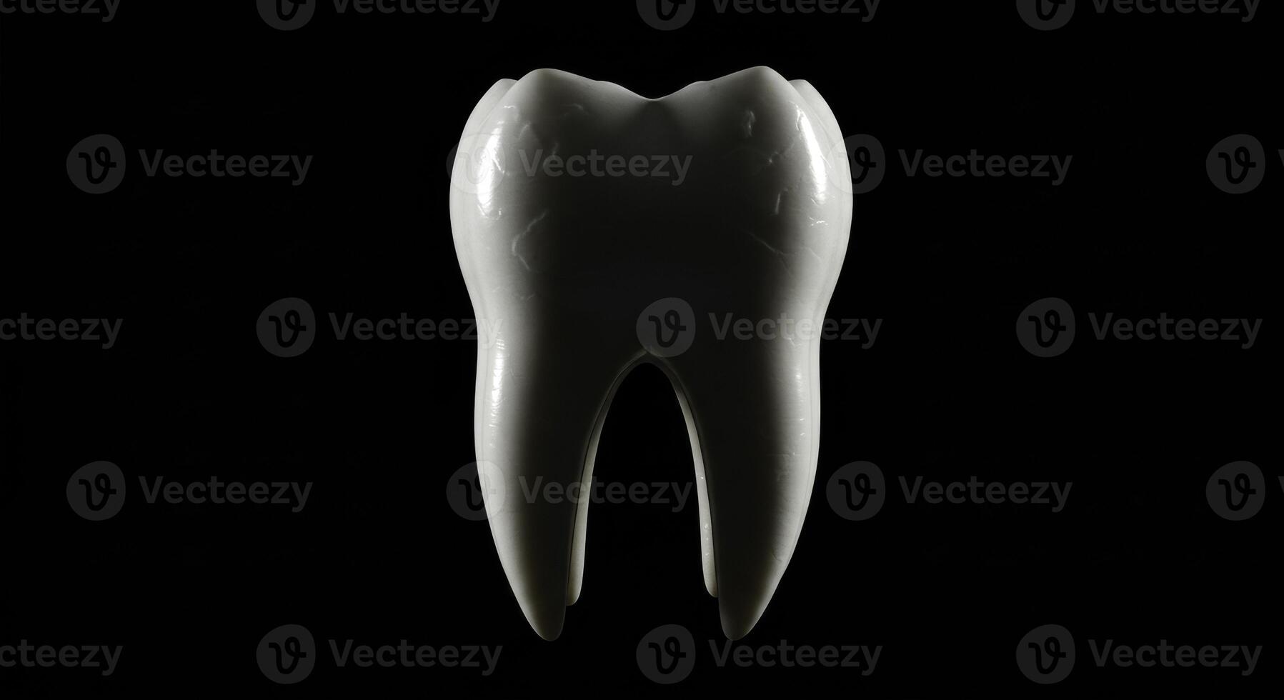 Realistic 3D Render of a Tooth Isolated on a Black Background photo