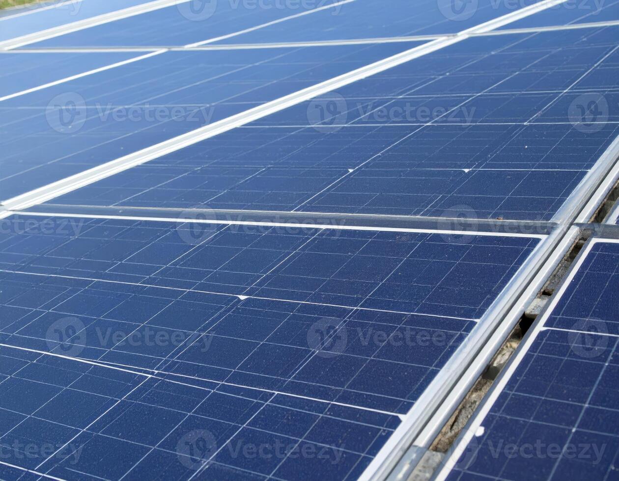 Background showcasing solar panels, emphasizing renewable energy and eco-friendly electricity generation. photo