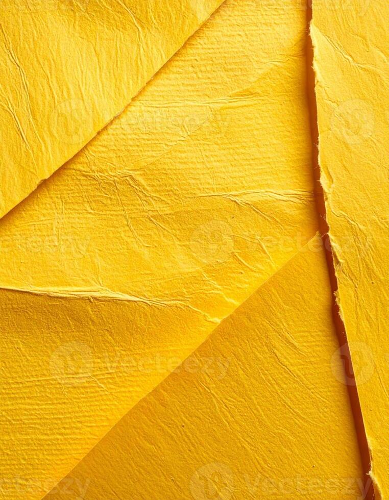 Close-up of a yellow, coarse paper surface with textured pattern background photo