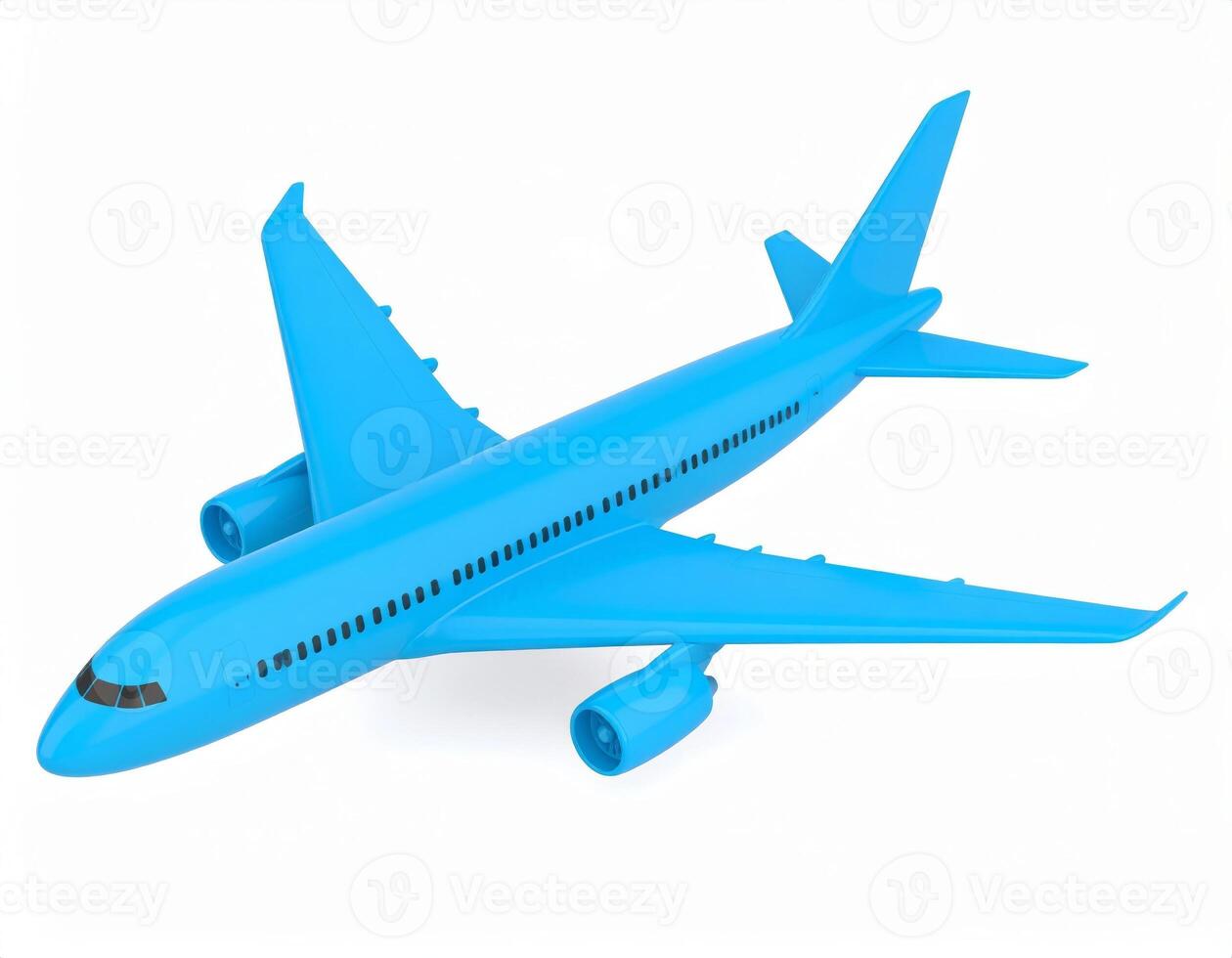 Colorful plastic airplane 3D rendering on a plain white backdrop photo