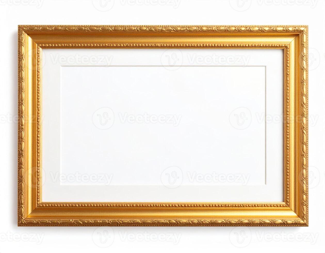 Minimalist white canvas inside gold frames mock-up on a plain background photo