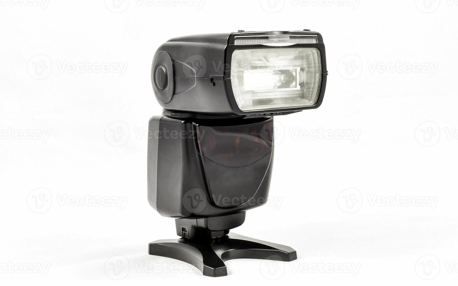 Unbranded external flash unit for DSLR camera on a white background photo