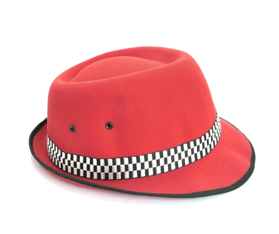Vintage red hat isolated on white background photo