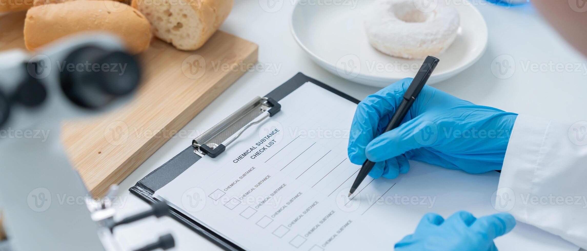 Scientist check chemical and fungus in laboratory. Control experts inspect the concentration of chemical residues. hazards, standard, prohibited substances, contaminate. photo
