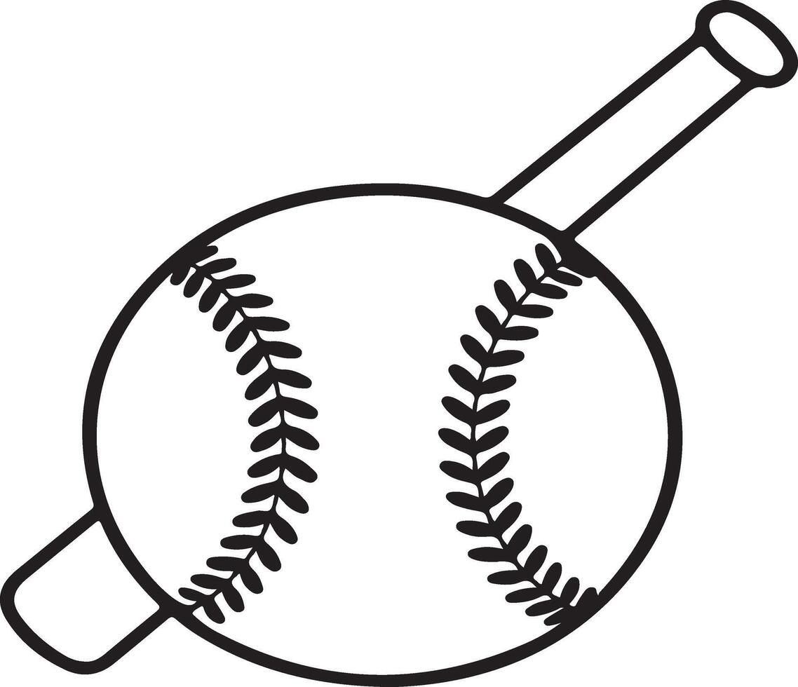 Baseball and Bat Outline Illustration for Coloring or Graphic Design Projects vector