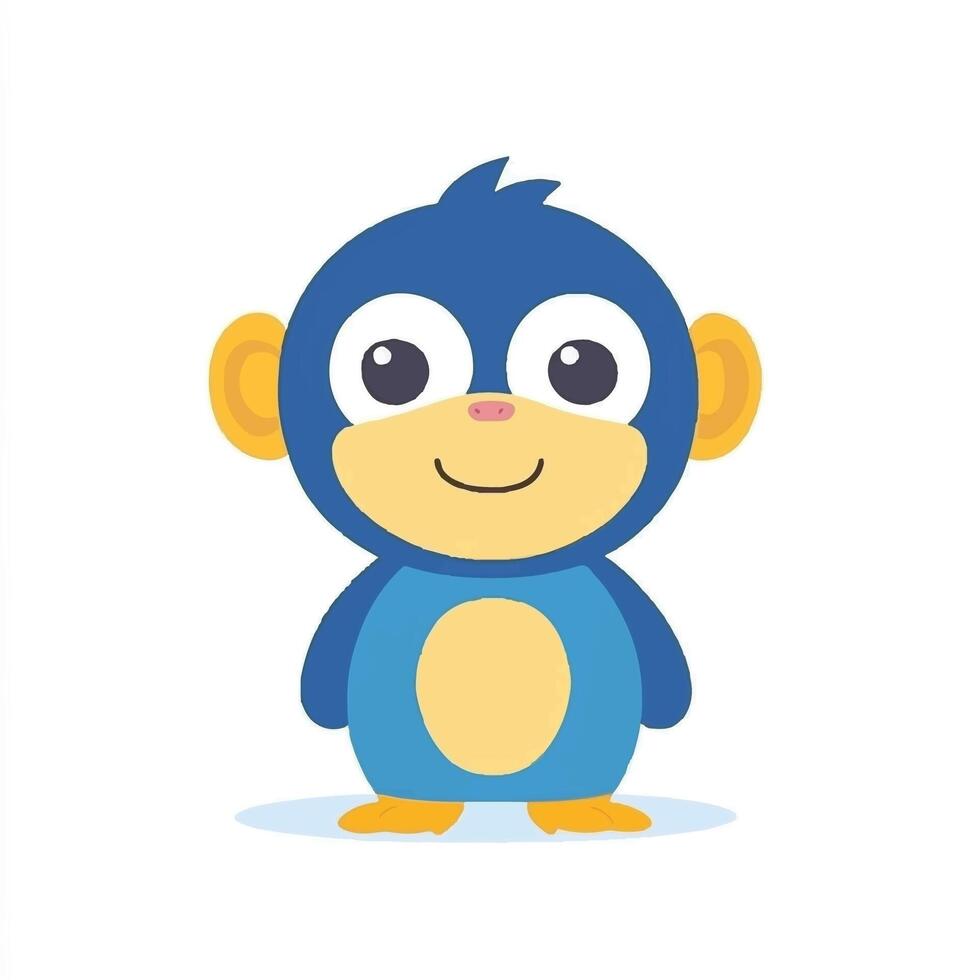 A cartoon blue monkey with big eyes vector