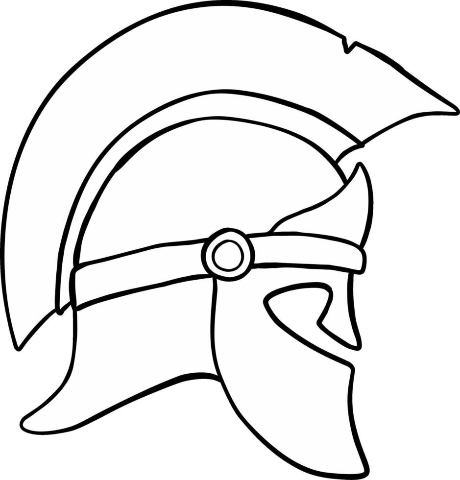 Line Spartan helmet greek vector